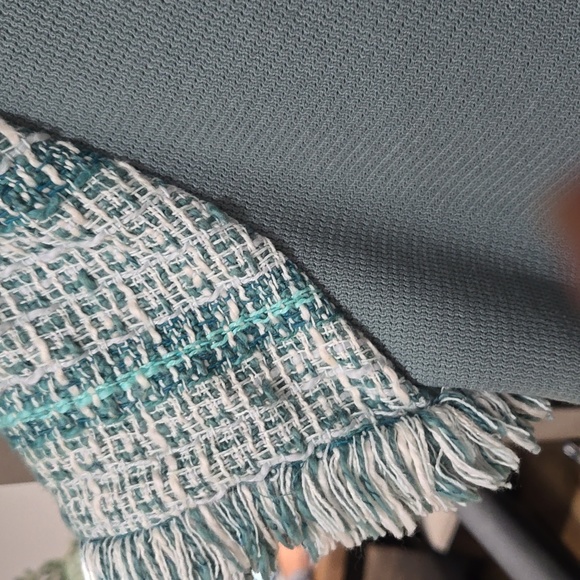 Tory Burch green, cream, teal classic tweed short sleeve top, size 6 - Picture 5 of 10